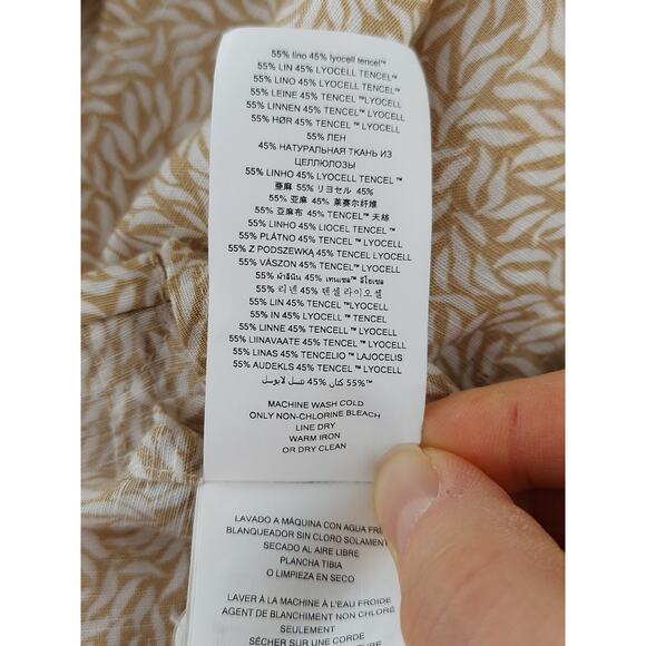 Michael Kors NWT Linen Blend Leaf Print Mens Button Up Shirt Beige XXL - Picture 6 of 8